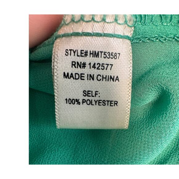 Haute Monde Green Tie Back Blouse Top Size M - Picture 6 of 6